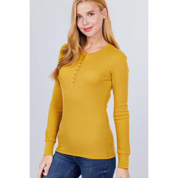 Long Slv Henley Thermal Top - Picture 3 of 7